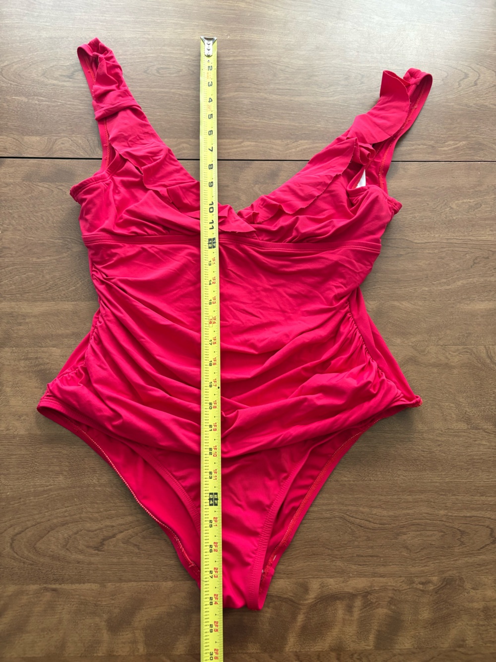 Chaps Deep Red Ruffled One-Piece Swimsuit - Picture 5 of 5